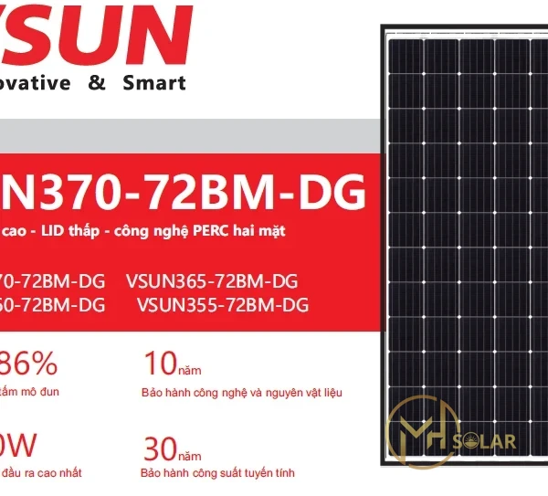 Tấm Pin Mặt Trời VSUN 370W Mono 72 Cell