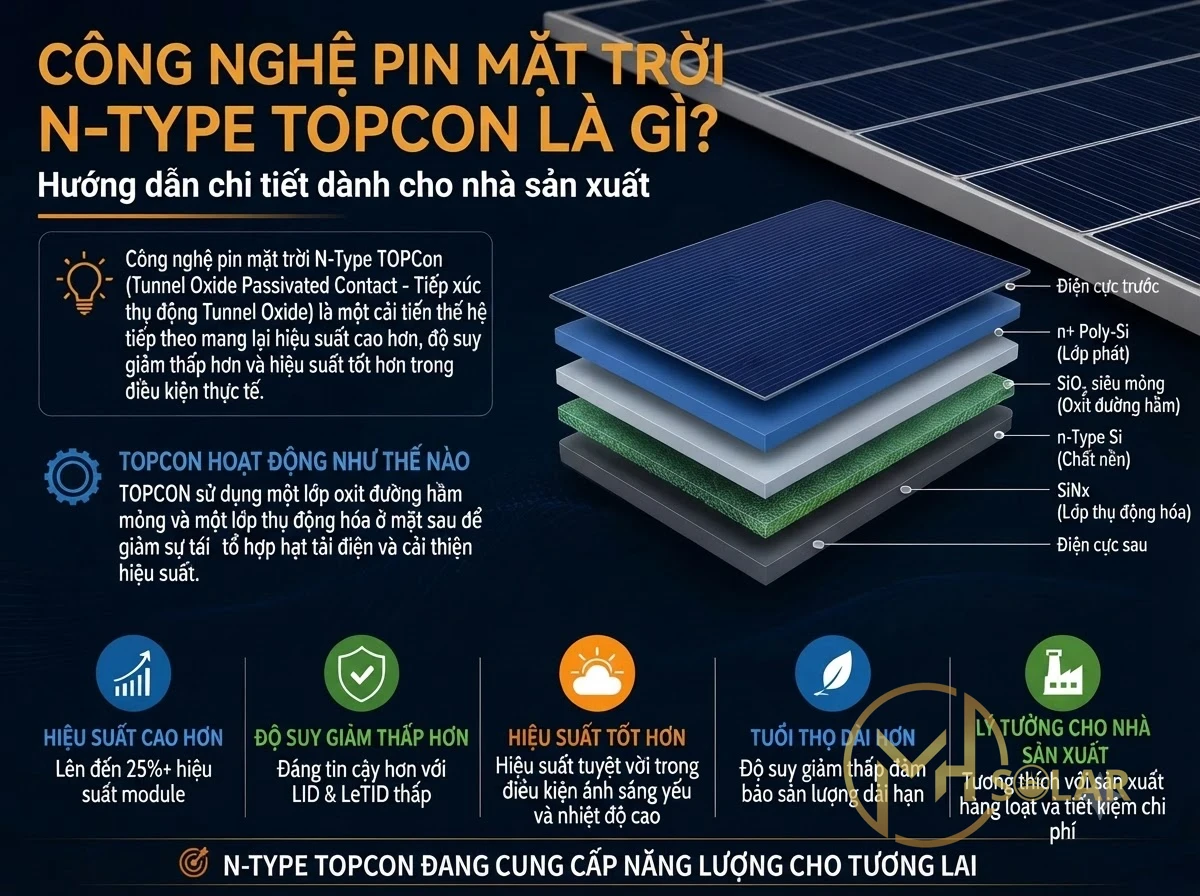 Pin Năng Lượng Mặt Trời TOPCon Và N-Type là gì