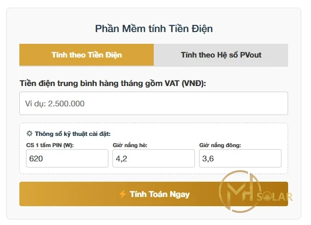 Công Cụ Tính Lắp Đặt Điện Mặt Trời Trực Tuyến